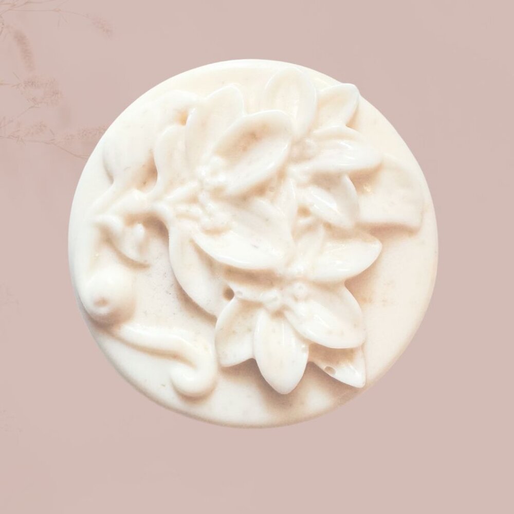 Lotion Bar 2 oz, Handmade, Round Flower (56 Fragrance Options)